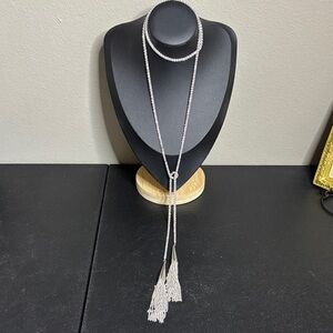 Kendra Scott Phara Lariat Tassel Necklace in Silver MSRP $120